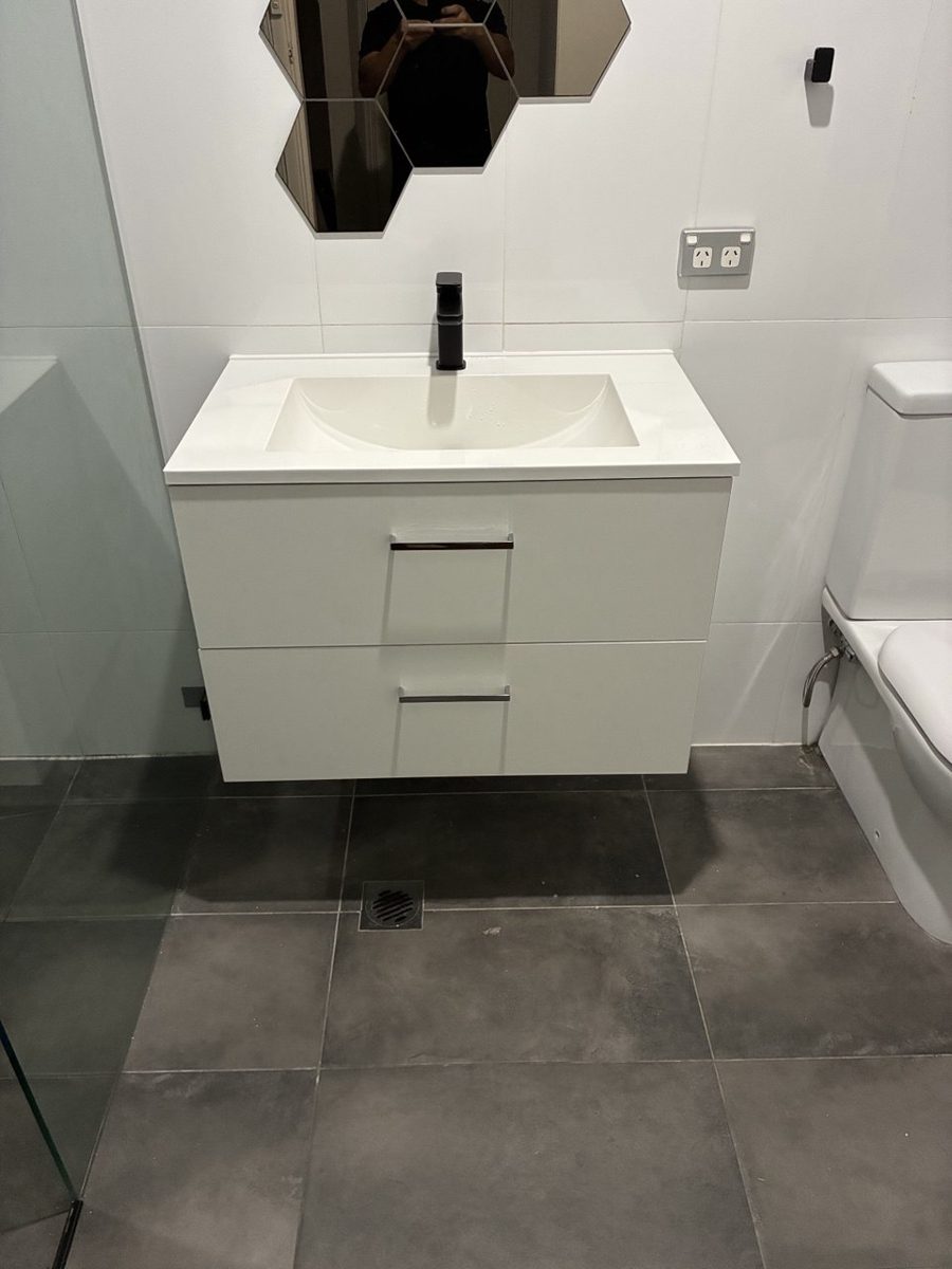 New wall-hung vanity installed